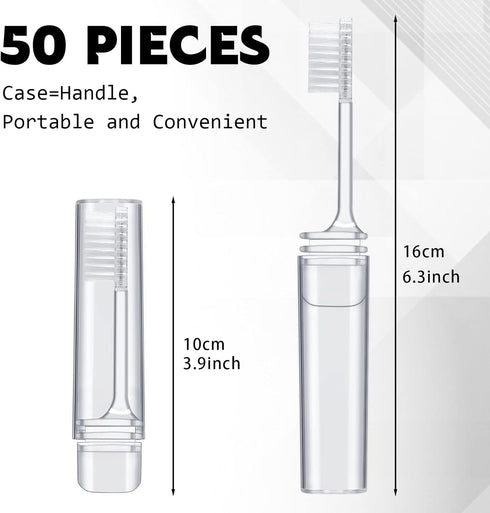 Rtteri 50 Pcs Travel Toothbrush Kit - Bulk Folding Toothbrush with Cover, Portable Travel Size Mini Toothbrush for
