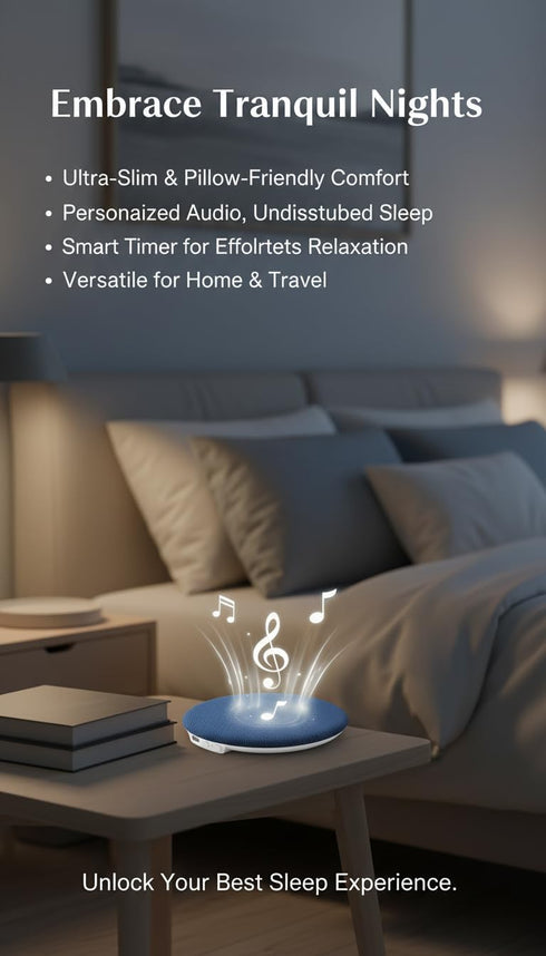 XIAOROUBAO 11mm 4 Settings, 6.0, 30 Under Pillow Bluetooth Sleep Speaker, Ultra Thin with Timer Bluetooth Hour