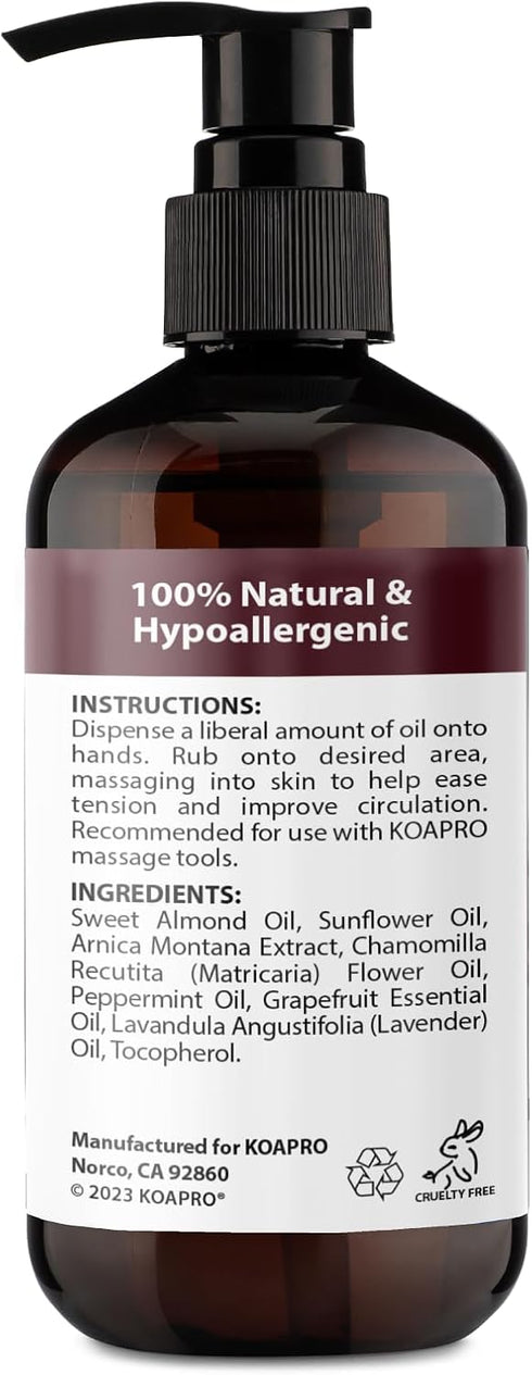 KOAPRO Massage Oil for Massage Therapy, Arnica Massage Oil for Pain Relief, Premium Body Massager Oil, 8 Fl Oz