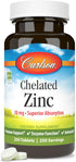 Carlson Chelated Zinc, 30 mg, Zinc Glycinate Chelate, Immune Support, 250 Tablets