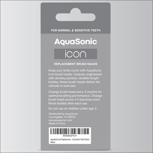 AquaSonic Icon Replacement Brush Heads | 2 Brush Heads | Compatible with AquaSonic Icon Toothbrush | for Normal &
