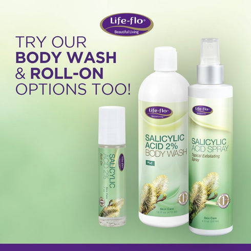 Life-Flo Salicylic Acid Spray | 2% Topical Exfoliating Spray for Skin, Fine Lines, Wrinkles, Acne | 8 oz
