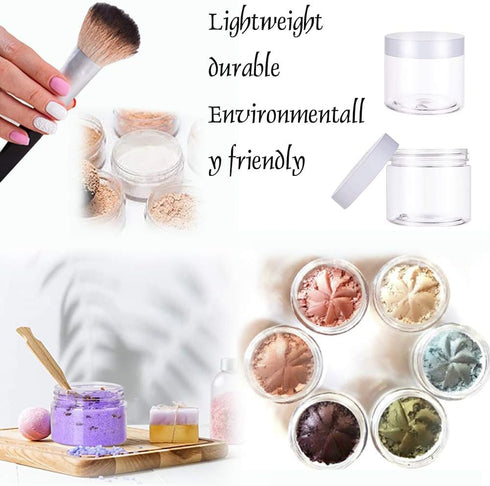 20 PCS 2oz Plastic Empty Jars with Lids (White), Wide-Mouth Refillable Storage Containers for Cosmetics, Candy, Beads,