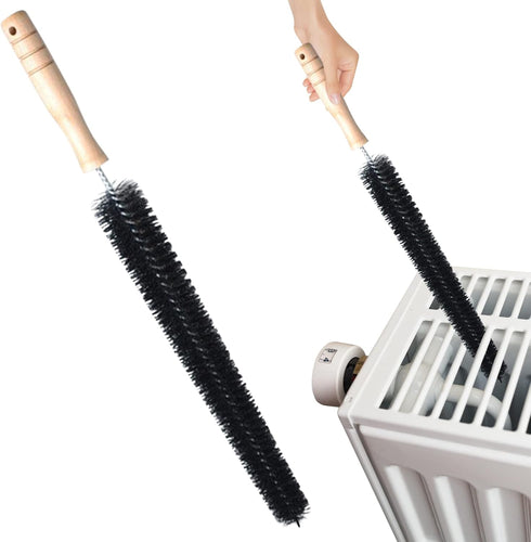 2 Pack Radiator Brush, 40 cm Long Flexible Vent Cleaner with Wooden Handle for Refrigerators and Baseboards