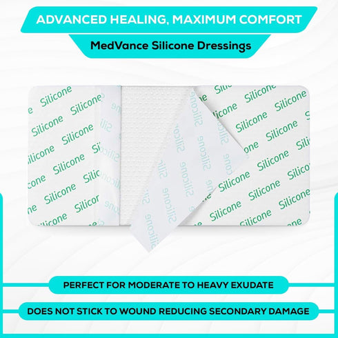 MedVance TM Silicone Adhesive Foam Dressing, Absorbent, 4"x8", Box of 5