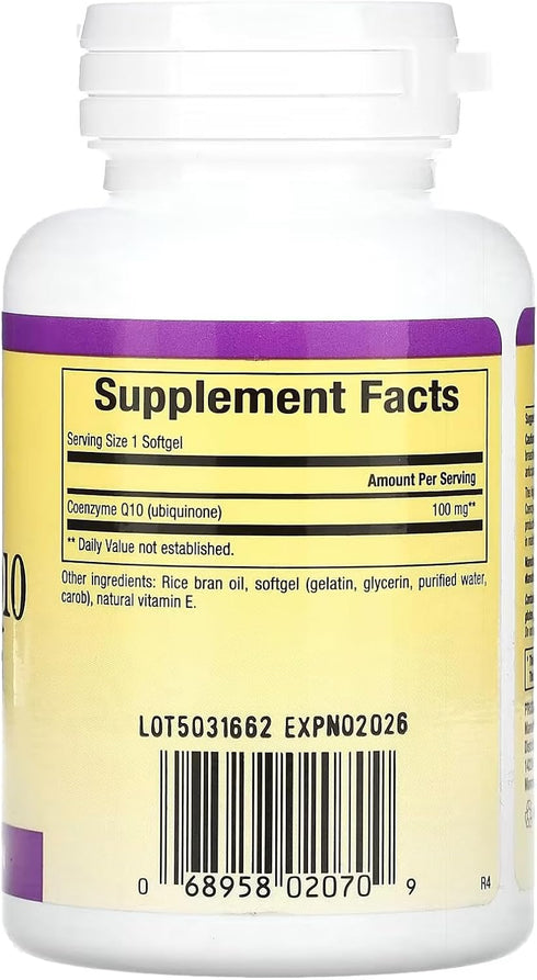 Natural Factors Coenzyme Q10 100 mg, Natural Coenzyme Q10 Supplement for Energy, Heart and Cognitive Support, 30 Softgels