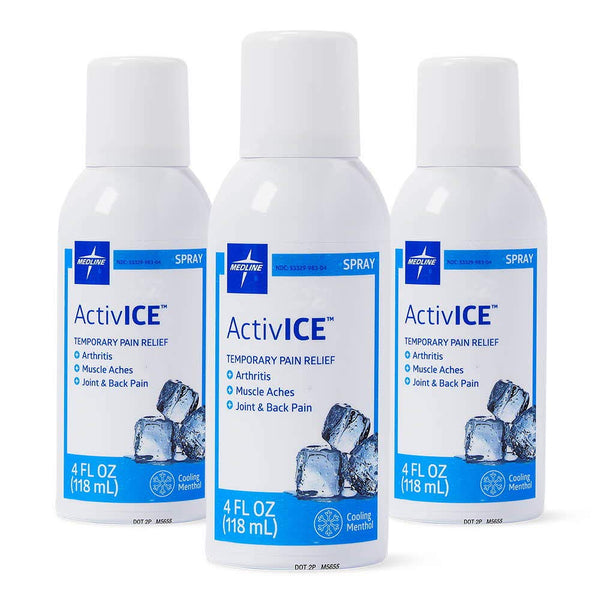 Medline ActivICE Spray Cooling Gel, Topical Pain Relief for Joint, Muscle, Back & Body Aches, 4 oz