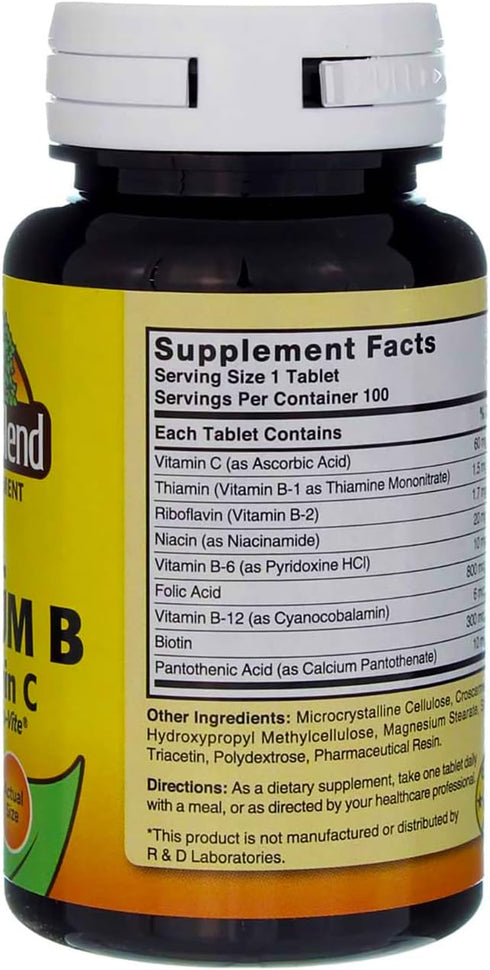 Nature's Blend Full Spectrum B with Vitamin C Powder, 100 Count (1269)