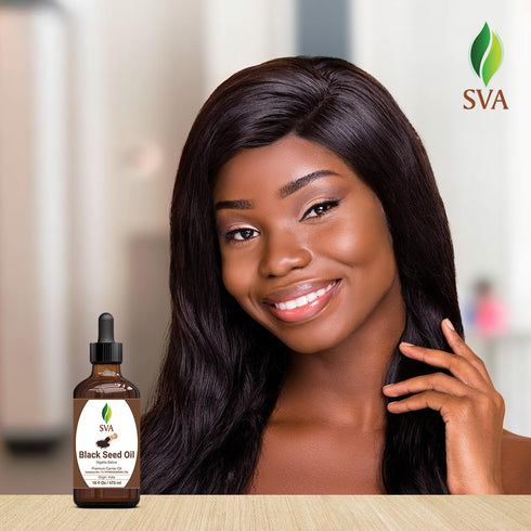 SVA Black Seed Oil - 4 Fl Oz, 100% Natural Cold Pressed for Face, Skin, Hair Care, with Dropper
