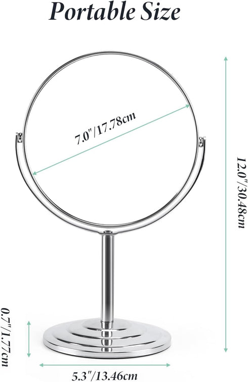 Magnifying Vanity Makeup Mirror 1X/3X, 7 Inch 360° Rotation Double Sided Desk Table Mirror