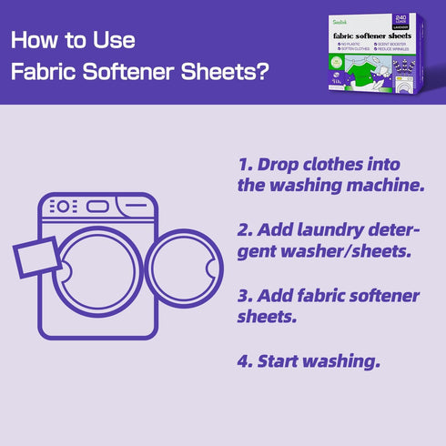 Fabric Softener Sheets for Washing Machine, No Plastic Jug Soap Strips, Lavender Scent, Up to 240 Loads