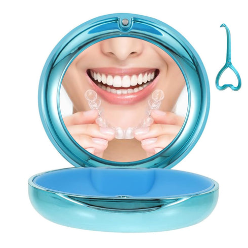 Retainer Case with Mirror, Cute Galvanise Design Holder Case, Slim Aligner Case for Invisalign/Night Guard/Mouth Guard