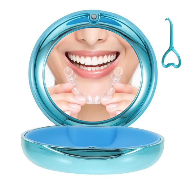 Retainer Case with Mirror, Cute Galvanise Design Holder Case, Slim Aligner Case for Invisalign/Night Guard/Mouth Guard