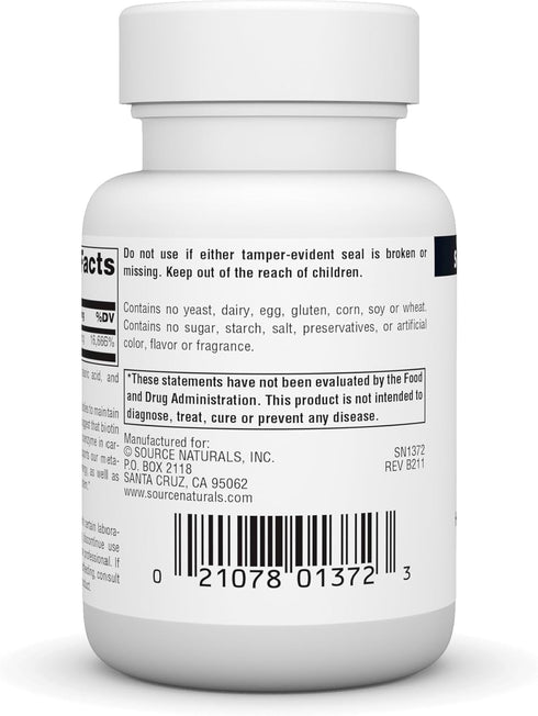 Source Naturals Biotin 5,000 MCG, 60 Tablets