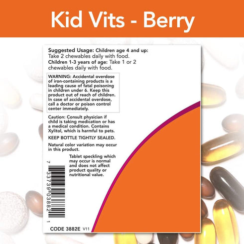 Now Foods Kid Vits, Berry Blast, 120 Chewable Tablets