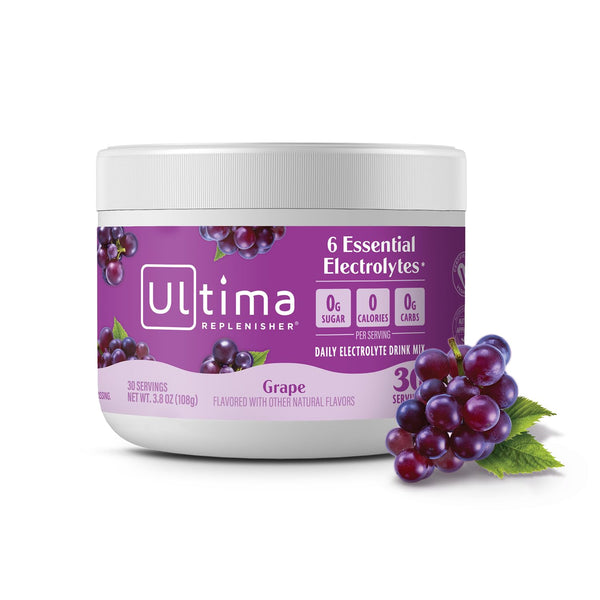 Ultima Replenisher Daily Electrolyte Powder Drink Mix, Sugar Free, Grape, 30 Servings, Keto Friendly