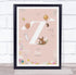The Card Zoo Baby Birth Details Nursery Christening Woodland Animals Pink Initial Z Print