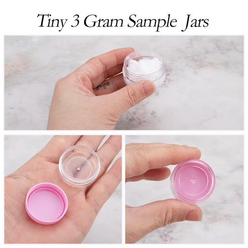 ZEJIA 3 Gram Sample Containers with Lids, 25 Count Tiny Jars for Lip Balms, Lotion, Beauty Products