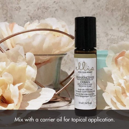 Ellia Frankincense Essential Oil Roll-On, 10ml, 100% Pure, Therapeutic Grade, Clear