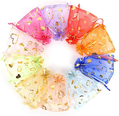 Stratalife 100PCS Organza Bags - Small Sheer Drawstring Bags 4x6 for Jewelry, Party Favors, Wedding Return Gifts