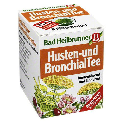 Bad Heilbrunner Cough and Bronchial Tea, 4 Packs of 8 Teabags - Fresh from Germany