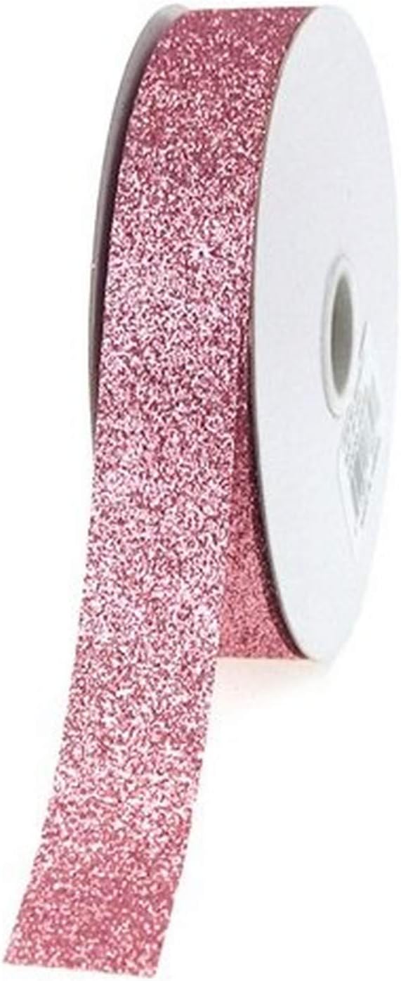 Homeford Firefly Imports Glitter Ribbon Wrapping, 7/8-Inch, 25 Yards, Light Pink, 7/8" by Homeford
