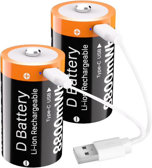 RRUHHK (8800mWh) Rechargeable D Batteries, New Upgrade High Capacity Lithium D Cell Battery