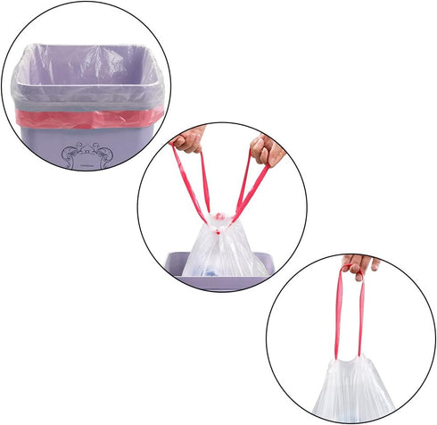 5 Gallon Clear Drawstring Trash Bags, 120 Count, 2 Rolls