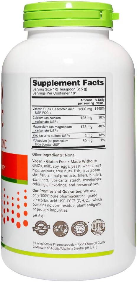 NutriBiotic Hypo-Aller C Powder, 16 Oz, 1300 Mg Vitamin C for Antioxidant & Collagen Support