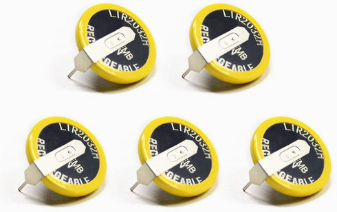 EEMB 5PCS LIR2032H 70mah 3.7V Rechargeable Lithium-ion Coin Button Cell Batteries with Solder Tabs