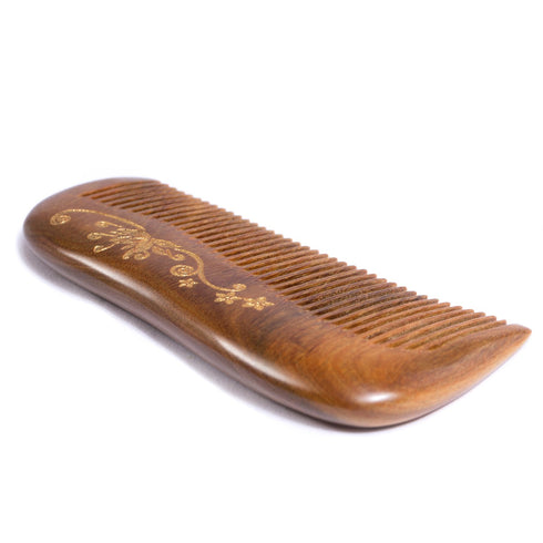 Wooden Hair Comb, Fine Tooth Sandalwood Comb for Women, No Static Detangling