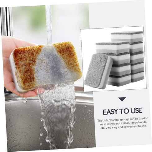 Housoutil 10pcs Sponge Scouring Pad, Kitchen Scrub Sponges for Washing Dishes, Pan Cleaner Brush