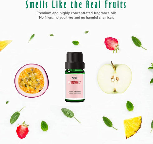 MitFlor Premium Fruit Essential Oils - 6x10ml Fragrance Oil for Candle Soap Making, Summer Diffuser Scents