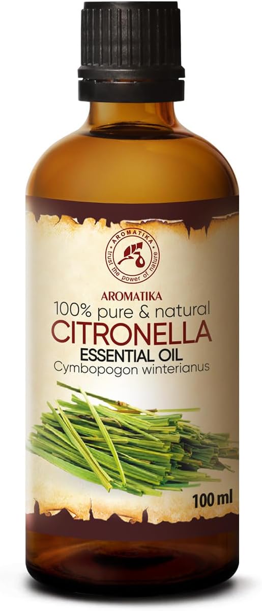 Citronella Essential Oil, 3.4 Fl Oz (100ml), 100% Pure & Natural for Massage, Sauna, Cosmetics