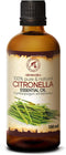 Citronella Essential Oil, 3.4 Fl Oz (100ml), 100% Pure & Natural for Massage, Sauna, Cosmetics