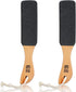 Pumice Stone Foot File (2-Pack), Wooden Handle Scrubber & Callus Remover for Dry Skin and Corns
