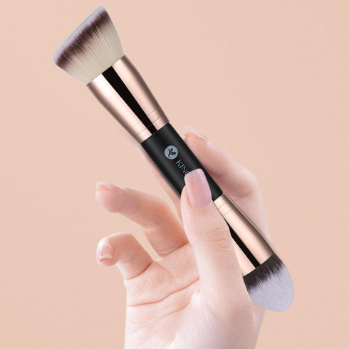 KINGMAS Foundation Makeup Brushes, 2Pcs Premium Double-Ended Brush for Buffing Liquid, Cream, Powder