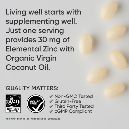 Sports Research High Potency Zinc Picolinate 30mg with Organic Coconut Oil | Non-GMO Tested & Gluten-Free Zinc