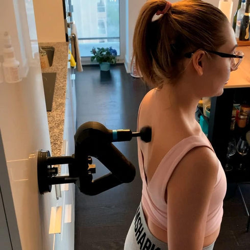 Lanmino A Hands-Free Massage Gun Holder - Vacuum Suction Cups Work on Any Smooth Surface, Gun Grip Hands-Free Massage