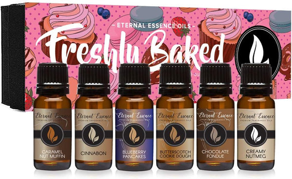 Premium Fragrance Oils Set by Eternal Essence Oils - Freshly Baked Scents: Blueberry Pancakes, Caramel Nut Muffin,