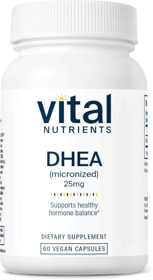 Vital Nutrients DHEA 25mg | Vegan Micronized Supplement for Women & Men | 60 Capsules, Supports Hormone Balance