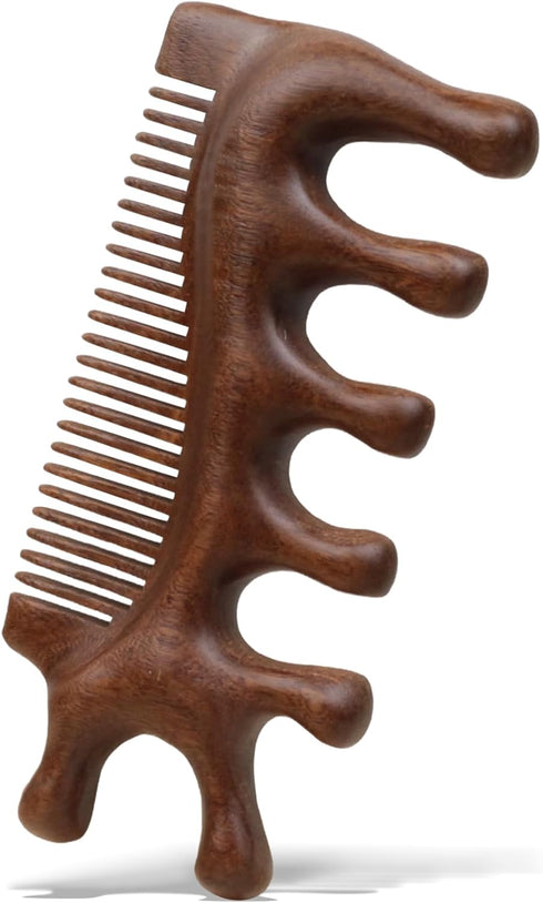 Zoolinn Natural Sandalwood Massage Comb Multi-Area Massage for Hair, Head, Face, Neck, and