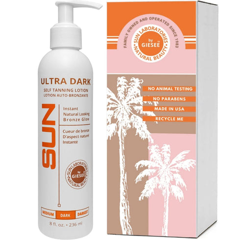 Sun Laboratories By Giesee Ultra Dark Sunless Tanning Lotion, 8 oz - Organic Self Tanner for Body, Face, and Leg