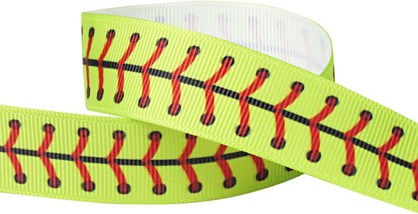 7/8" 10yd Baseball/Softball Prints Ribbon for Crafts, Gift Wrapping, Cheer Bows, Pony Streamers
