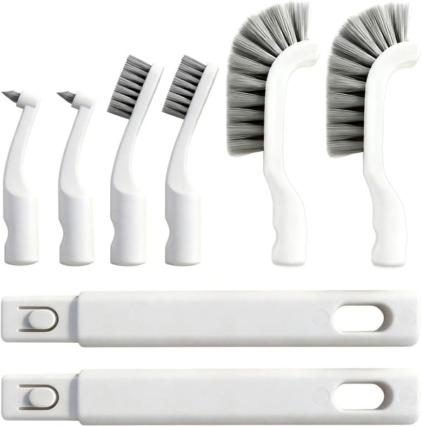 Kuaquetto Small Scrub Brush, Hard Bristle Crevice Cleaning Brush Set with 6Pcs Brush