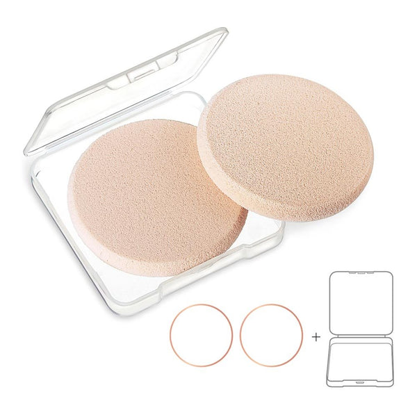 KOOBA 2pcs Round Makeup Sponges with Travel Case, Beauty Face Primer Compact Powder Puff