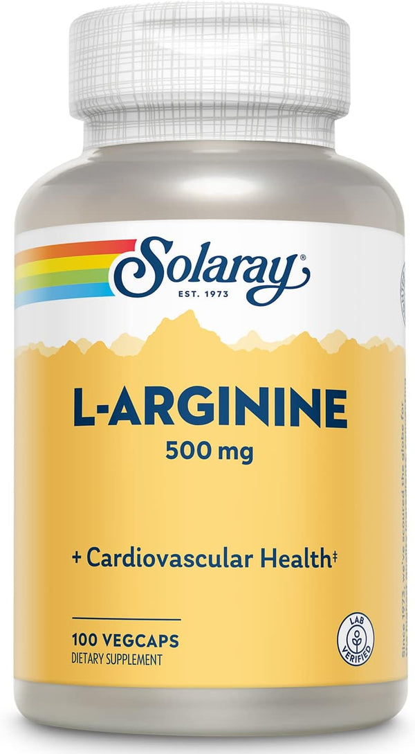 SOLARAY L-Arginine 500 mg, Nitric Oxide Supplement, 100 Servings