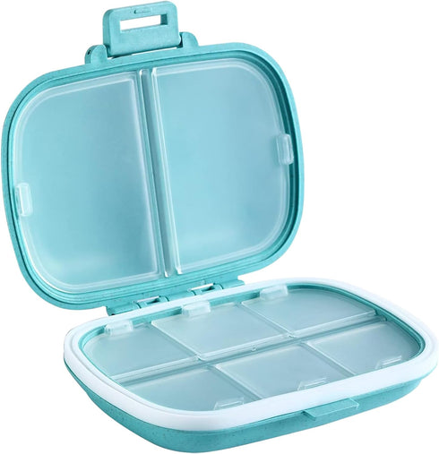 Holii Travel Pill Organizer, 8 Compartments Portable Pill Case, Daily Pill Box for Vitamins, Small Pill Container