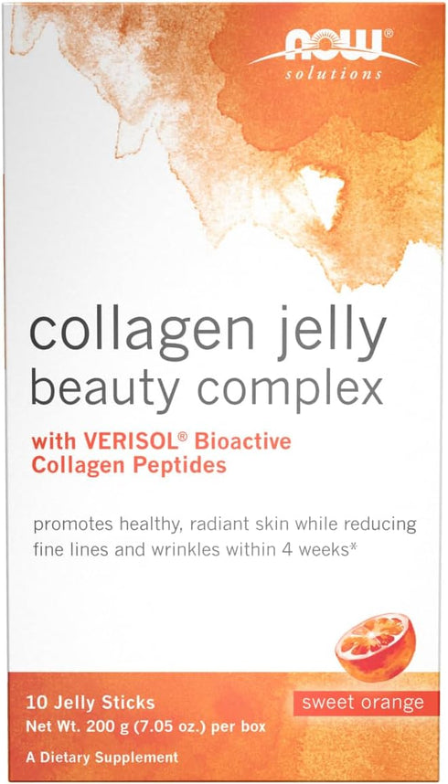 NOW Solutions Collagen Jelly Beauty Complex - Sweet Orange Flavor, 10 Jelly Sticks