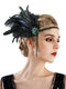 SWEETV 1920s Headpiece Flapper Headband, Rhinestone Pearl Feather Hair Band Great Gatsby Accessories for Women